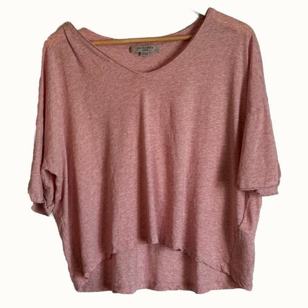 Allsaints Heather Red ADA Tee Top Size Large Slouchy Oversized Casual Everyday